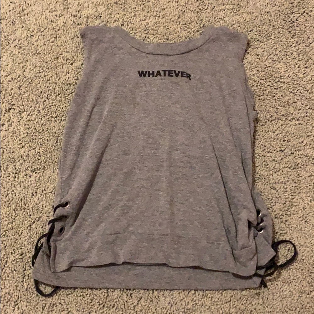 Grey tank top(not a muscle shirt.)